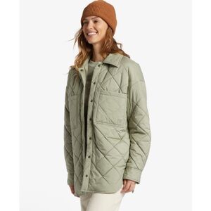 (NWT) Billabong Transport Shacket Quilted Front Snap Button Water Resistant Sz S